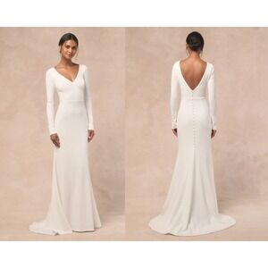 Lulus Feeling of Forever White Long Sleeve Mermaid Maxi Dress Size XL